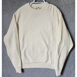 VTG Winona Knits Beige Knit Crewneck Pullover Sweater Size M 100% Combed Cotton